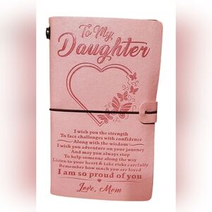 To My Daughter Pink leather bound Notebook, Journal, Sketchpad Book NWOT